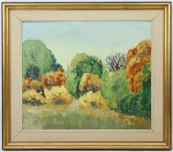 Albert Krüger, "Öland", olja på pannå, signerad.