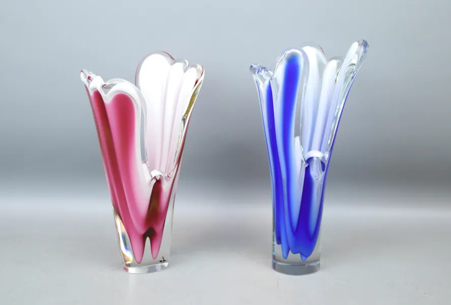 Paul Kedelv, vaser, 2 st, glas, "Coquille", Flygsfors.