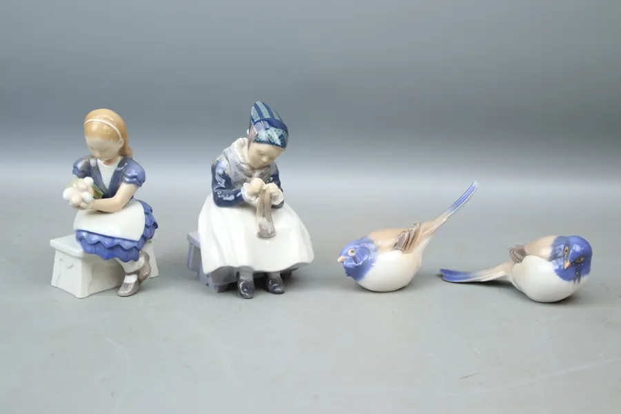Figuriner, 4 st, porslin. Bing & Gröndahl och Royal Copenhagen.