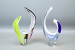 Paul Kedelv, vaser, 2 st, konstglas, "Coquille", Flygsfors.