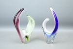 Paul Kedelv, vaser, 2 st, konstglas, "Coquille", Flygsfors.