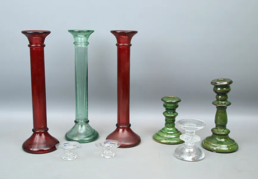 Ljusstakar, 8 st, glas/keramik, bl.a Timo Sarpaneva, Festivo, Iittala.
