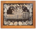 Britt-Louise Sundell, ''Farsta Gård'', silvermålning på chamotterat stengods, 46/100, signerad, 1980, Gustavsberg.