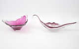 Paul Kedelv, skålar, 2 st, konstglas, ''Coquille'', Flygsfors, signerade.