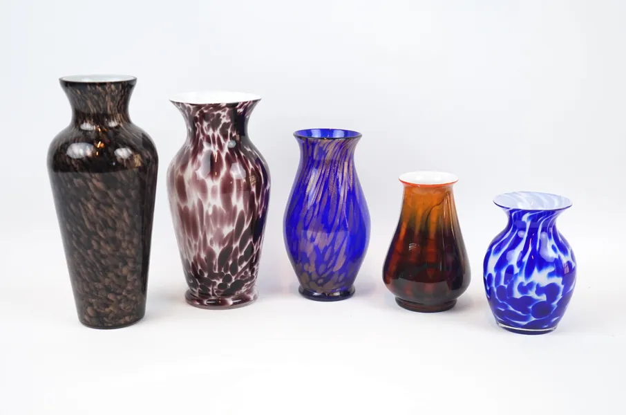 Vaser, 5 st, glas, bl.a Johansfors.