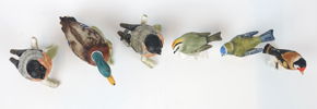 Figuriner, fåglar, 6 st, porslin, Goebel.