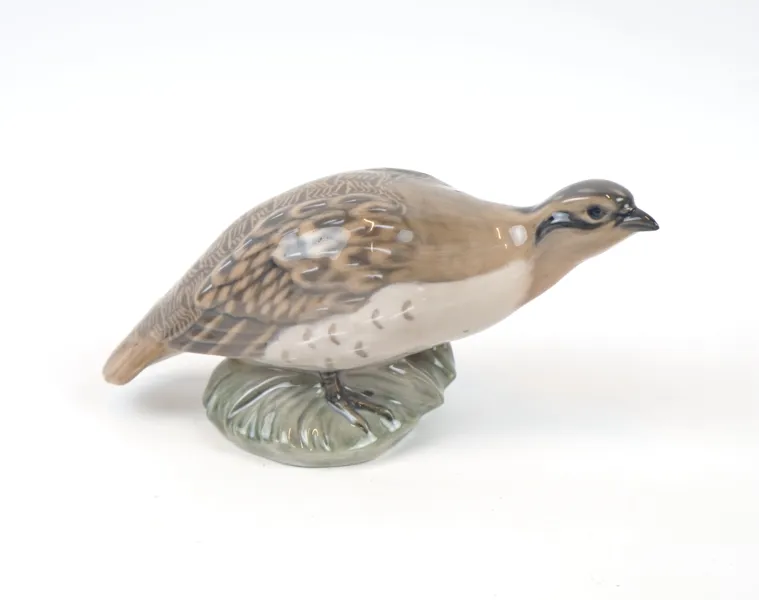 Figurin, vaktel, porslin, Royal Copenhagen. 