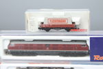 Modellok och modellvagnar, 9 st, bl.a Fleischmann och Roco.