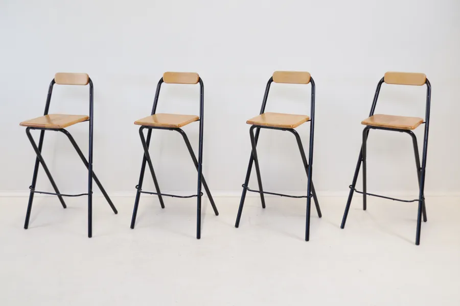 Barstolar, hopfällbara, 4 st, trä/metall, "Dennis", IKEA.