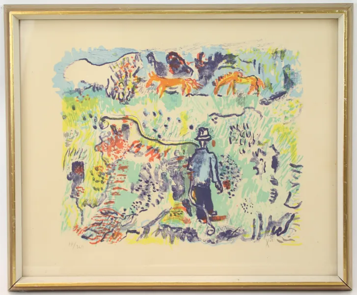 Sven X:et Erixson, "Hästhagen Söndrum", litografi 17/360, signerad, 1967.