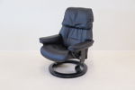 Snurrfåtölj, justerbar, skinn/trä, "Stressless", Ekornes.
