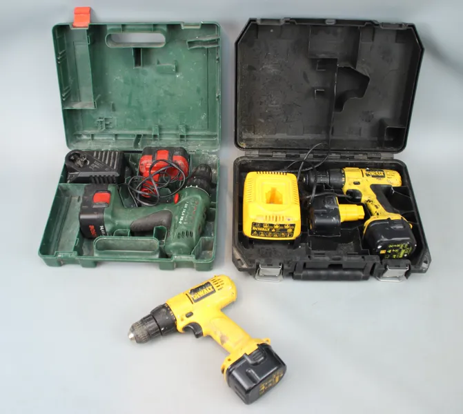 Borrskruvdragare, 3 st, Bosch och DeWalt.