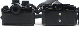 Kameror, 2 st, Canon F-1 med tillbehör.