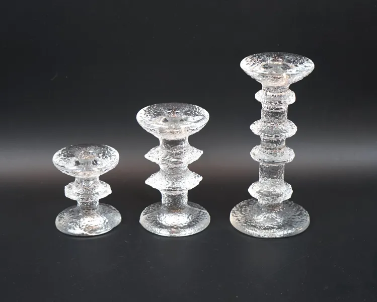 Timo Sarpaneva, ljusstakar, 3 st, glas, ''Festivo'', Iittala, monogramsignerade.