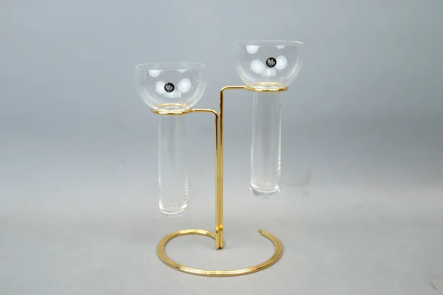 Ljusstake för två ljus, mässing/glas, Rosenthal