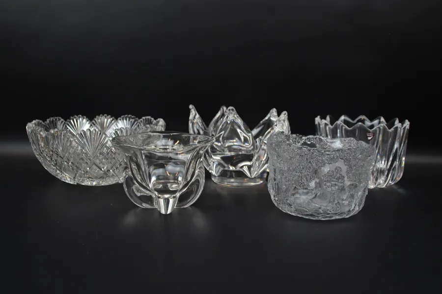 Skålar, 5 st, glas, bl.a Orrefors och Kosta.