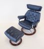 Snurrfåtölj med fotpall, justerbar, skinn/trä, "Stressless", Ekornes.