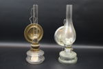 Väggfotogenlampor, 2 st, glas/metall.