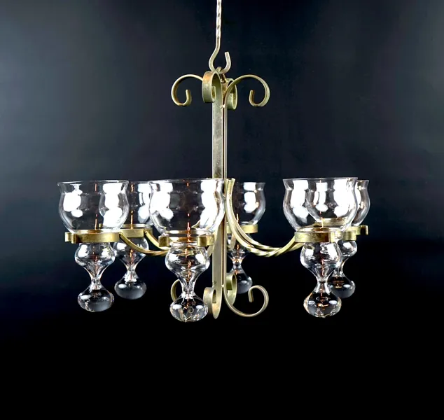 Bertil Vallien, takkrona, för 6 ljus, glas/mässing, Boda Smide.