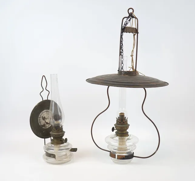 Fotogenlampor, 2 st, glas/metall.