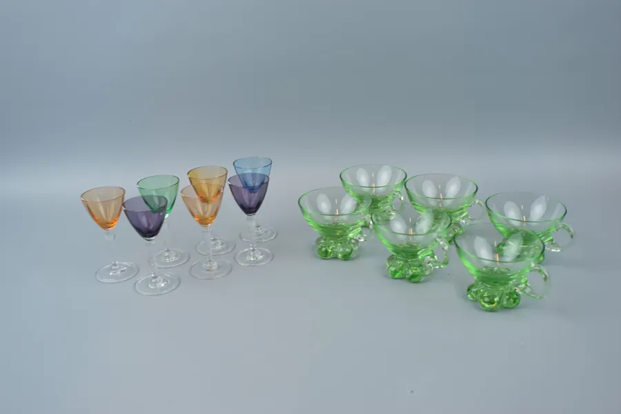 Likörglas & punschkoppar, 7+6, glas, 1900-tal.