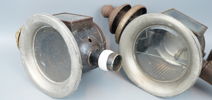Vagnslyktor, 2 st, metall/glas, 1900-talets först hälft.