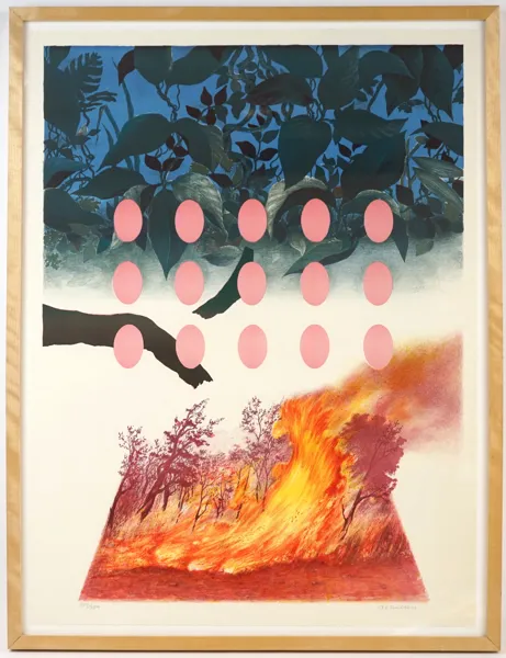 Carl Otto Hultén, ''Eldsvåda'', litografi 272/330, signerad.