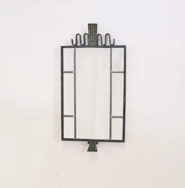 Spegel, patinerad brons, art deco, Aktiebolaget Arvid Böhlmarks Lampfabrik.