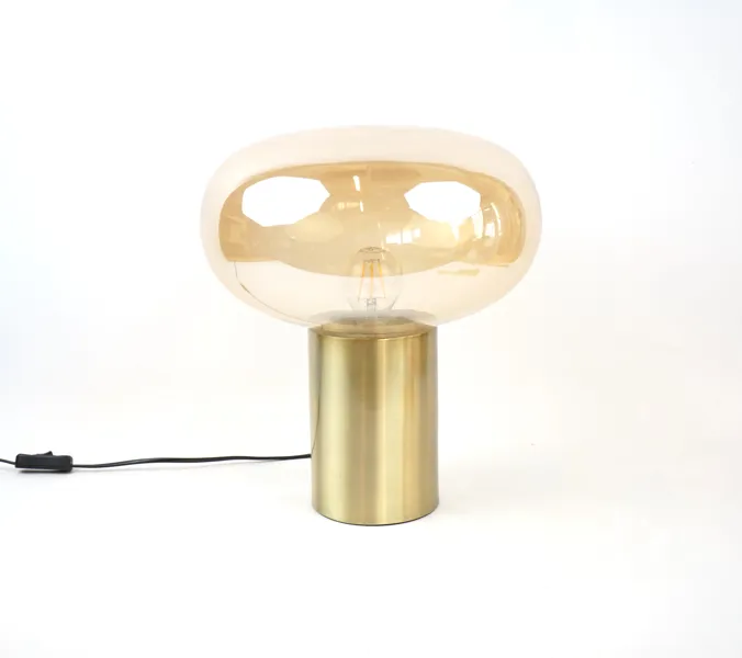 Bordslampa, glas/mässing, Rydéns.