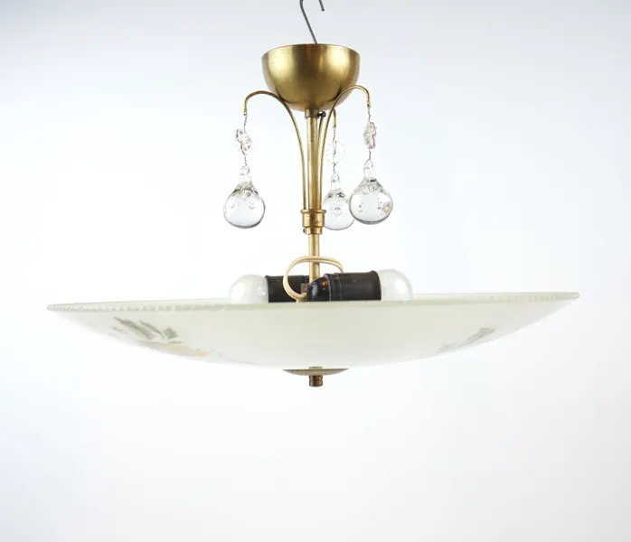 Taklampa, glas/metall.