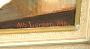 Albert Larsen, olja på pannå, signerad, 1948.