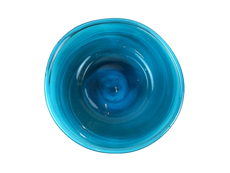 Fat, turkostonat glas, invikt kant, puntelmärke, 1700-tal.
