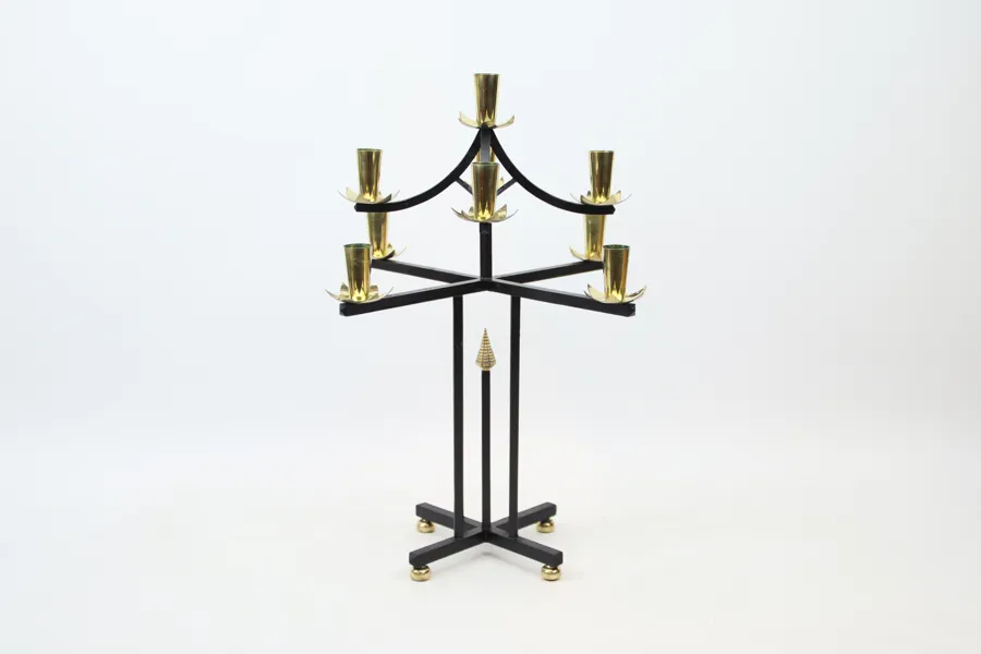 Ljusstake, smide/mässing.
