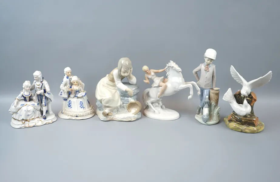 Figuriner, 6 st, porslin, bl.a Lladro.