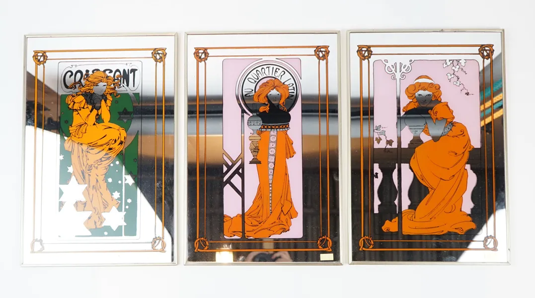 Spegel med Art Nouveau motiv, 3 st.