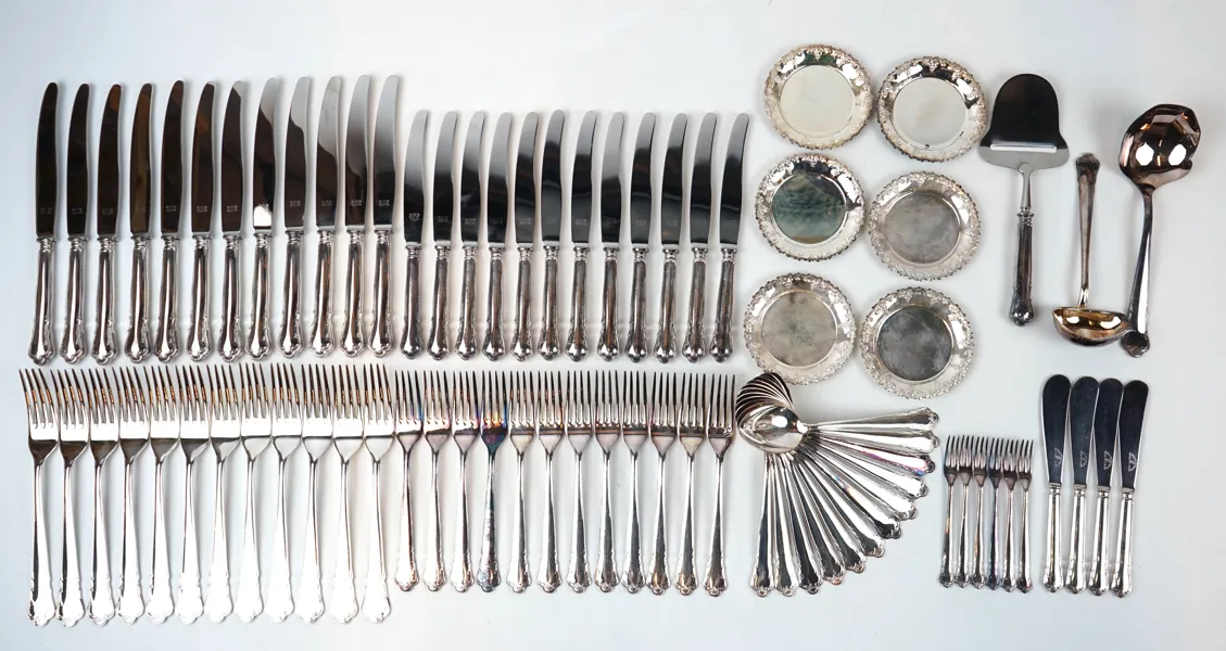 Bestickservis, 79 delar, nysilver, ''Ingrid''.