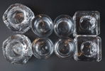 Ljuslyktor, 8 st, glas, bl.a Marimekko/Ittala.