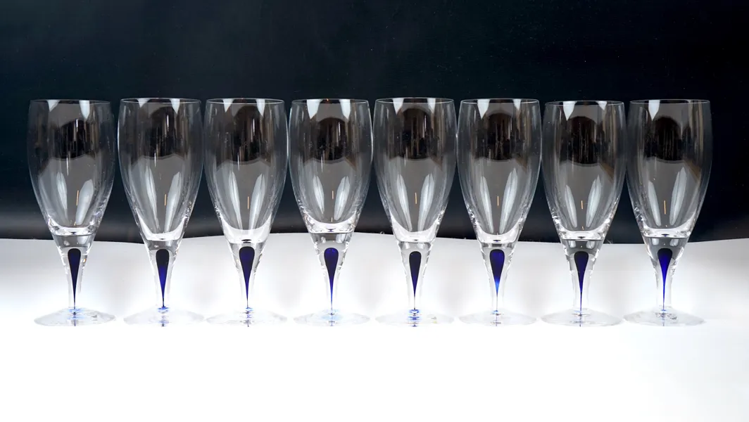 Erika Lagerbielke, vitvinsglas, 8 st, ''Intermezzo'', Orrefors.