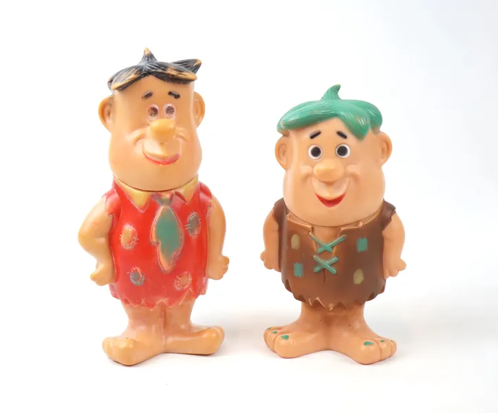 Figurer, 2 st, Fred Flinta och Barney, plast, Hanna-Barbera Productions.