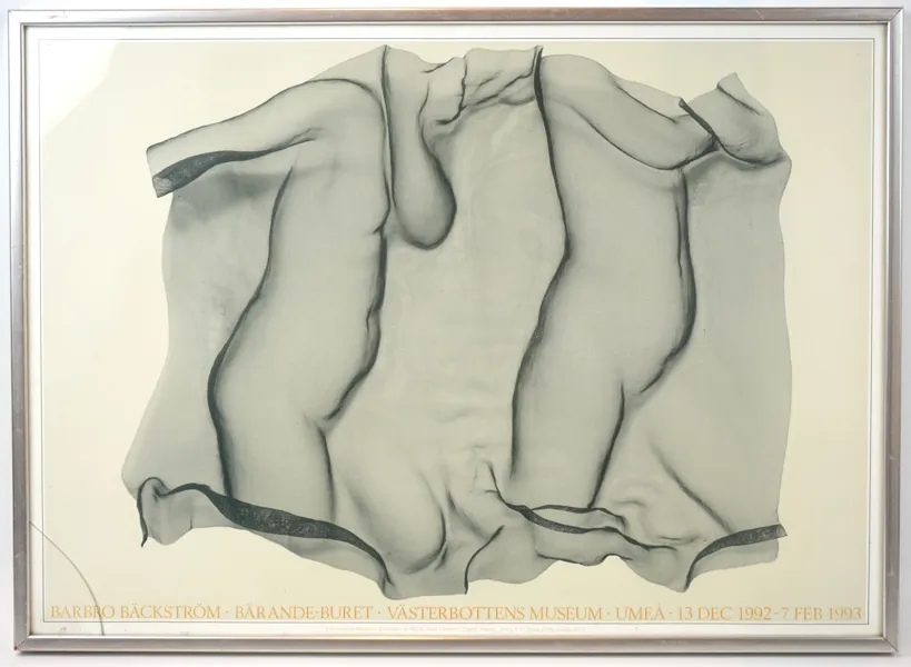 Utställningsaffisch, Barbro Bäckström, Bärande-Buret, Västerbottens Museum, Umeå, 1992-1993.