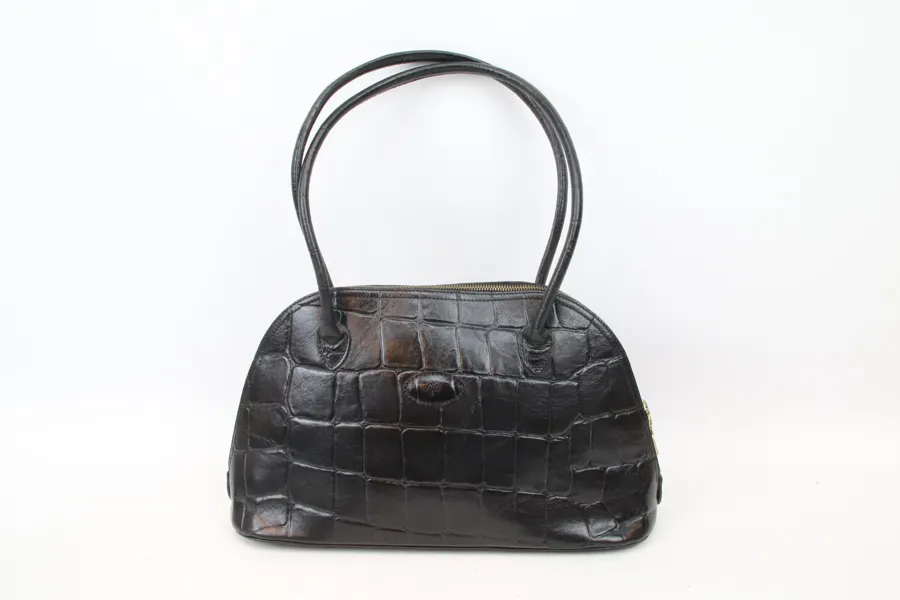 Mulberry, "Breton", axelremsväska, svart congoläder/mässingsdetaljer.