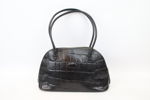 Mulberry, "Breton", axelremsväska, svart congoläder/mässingsdetaljer.