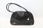 Mulberry, "Breton", axelremsväska, svart congoläder/mässingsdetaljer.