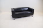 Soffa, skinn/metall, "Klippan", IKEA.