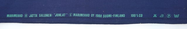 Jatta Salonen, tyg, bomull, ''Juhlat'', Marimekko, Finland, 1988.