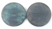 Snapsbägare, plaketter m.m, 7 delar, bl.a brons/tenn, Ystad.