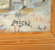 Oidentifierad konstnär, ''St.Klara'', olja på pannå, monogramsignerad P.S.N, 1948.