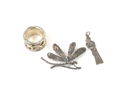 Ring, brosch och hänge, silver.