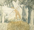 Helmtrud Nyström, ''På väg till New York'', färgetsning, 57/75, signerad, 1975.