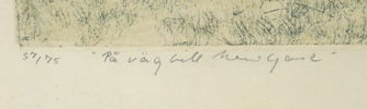 Helmtrud Nyström, ''På väg till New York'', färgetsning, 57/75, signerad, 1975.